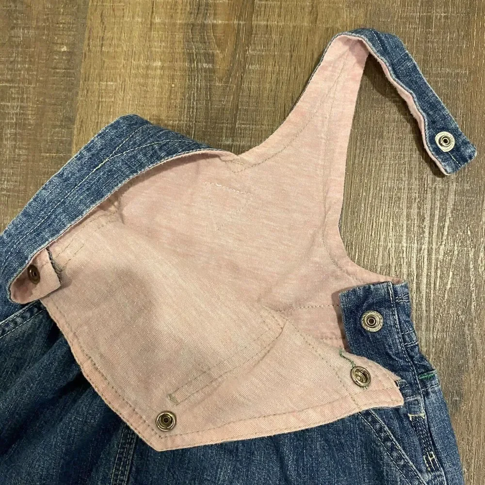 OshKosh Snap Lined Blue Denim Overall Jumper Vestbak‎ Dress Size 12-18 Months